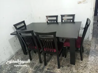 5 طاولة سفره مع 6 كراسي تفصيل خشب زان وتنجيد جديد