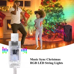  2 شريط حبل اضائه ليد LED RGB LIGHT تحكم بالريموت اوتطبيق يضئ الوان يعمل عن طريق وصلةUsb ضوء زينه ديكور