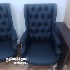 17 أطقم كنب مكتبي جلد أسود (مفردتين وثنائية)