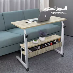  2 طاولة لابتوب طاولة متحركة مع رفوف قابلة لتعديل للارتفاع قياس 80*40 Laptop Tray Table Desk