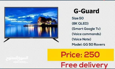  1 شاشه جي جارد 50 انش QLED أوامر صوتيه 8K smart  مع قاعده جذاريه شامل توصيل مجانا
