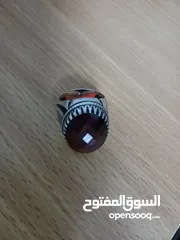 2 خاتم فضة 925 متوج بالعقيق الأحمر المزخرف ثقيل وحجم كبير.........