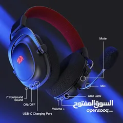  2 Redragon H510 PRO Zeus-X RGB Wireless Gaming Headset - 7.1 Surround Sound سماعات ريدراجون وايرليس