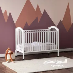  2 سرير أطفال خشبي من سنتربوينت قابل للتعديل إلى ثلاثة ارتفاعات لون أبيض و مرتبة مقاس (133 × 70 سم)