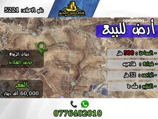  1 رقم الأعلان (5221) قطعة ارض للبيع في زينات الربوع حوض شكاره