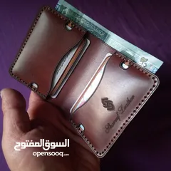  19 محفظه جلد طبيعي100%خياطه وتشطيب يدوي