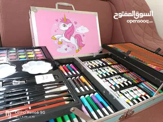  3 طقم الوان رسم للاطفال كافه انواع الالوان المائيه والشمعيه والخشبيه  والماجيك وادوات الرسم 145 قطعه