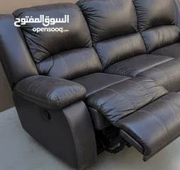  1 طقم كنب جلد ريكلاينر امريكي يفتح من الطرفين