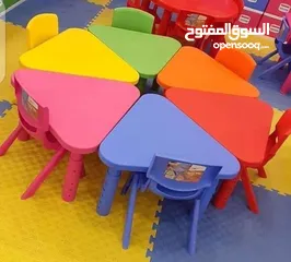  4 طاولات وكراسي اطفال للحضانات ورياض الأطفال مستورد نخب اول بمواصفات فاخرة وعالية الجودة بلاستيك مقوى