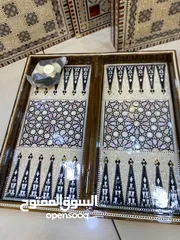  2 طاولة زهر صدف خشب زان