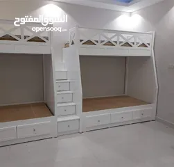  21 تخت طابقين ثلاثي مكفول 5 سنوات بحمل 150 كيلو  الخشب لامنيت مسمك ع خمالتين 3.5 سم