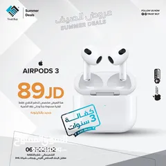 1 ‏Apple AirPods 3 ‏  ‏ 125 JD   جديدة بالكرتونة كفالة سنة كاملة