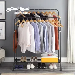  4 ستاند ملابس معدني لتنظيم المساحة والملابس والأحذية بشكل افضل ضد الصدأ يحتوي على 7 شماعات ورف سفلي