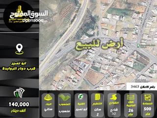  1 رقم الاعلان (3463) ارض سكنية للبيع في منطقة ابو نصير