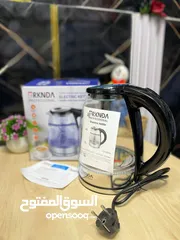  1 غلاية كهربائية لاسلكية مضيئة باضاءة LED سعة 1.7 لتر بقدرة 2200 واط بخاصية الاغلاق التلقائي والحماية