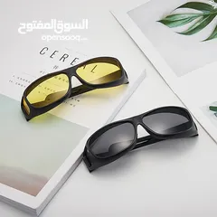  14 نظارات القيادة الHD واحده ليليه و واحده نهاريه لحمايه السائق من الاضواء ليلا واشعة الشمس نظاره نظارة