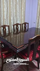  6 طاولة سفرة 8 كراسي خشب زان تقيل مع زجاج