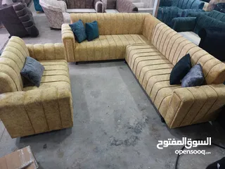  16 اطقم كورنر حرف ال مع مجوزه 9مقاعد جميع الالوان متوفره عرض لاخر الشهر من المصنع بسعر الجمله