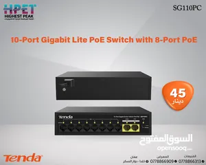  1 Tenda SG110PC محول جيجابت مزود بـ 10 منافذ PoE مع 8 منافذ PoE