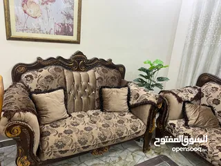  2 طقم كنب 7 مقاعد خشب زان مستعمل
