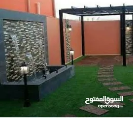  9 تنسيق الحدائق  نجيل بناء شلال نافورة باربكيو