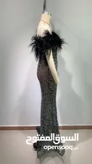  4 Luxury Feather Rhinestone V-neck Tube Top Sequins Dress. only buy online