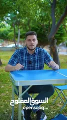  7 طقم الطاولة والكراسي القابل للطيّ وصل وبقوة طقم كامل، خفيف ومتين، بيفتح بثواني وبيخزّن بسهولة!
