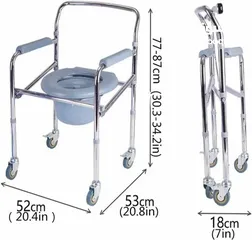  4 مرحاض مع 4 عجلات كراسي حمامات قابل للطي ... مرحاض متنقل كرسي الحمام للمرضى بعجلات - مستلزمات