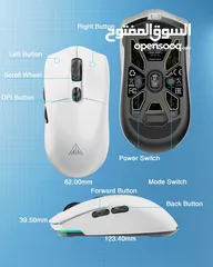  8 SOLAKAKA SM800 PAW3395 Tri Mode Wireless Gaming Mouse -White ماوس لاسلكي للالعاب