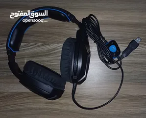  1 سماعة sadesR9 gaming headset7.1USB محيطيه و حالة السماعة ممتاز تستخدم للإجتماعات و الميكرفون ممتاز