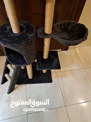  3 منزل شجره / برج للقطط عدة طبقات مع عامود خدش طويل و لعبة فأر . ارتفاع 140 سم .
