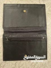  2 محفظة جلد طبيعي لون اسود