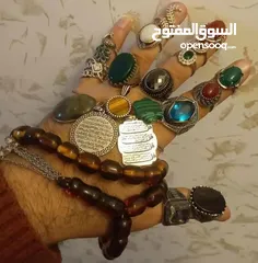  7 خواتم فضه مطعمه بالحجر الكريم
