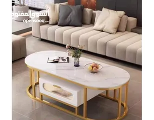  3 طاولة وسط مودرن فخمة   أجمل تحفة فنية حتاخديها لبيتك   سطح خشب ماربل فاخر باللون الأبيض