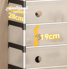  5 ستاند أحذية رفوف شفافة مع علاقة  تصميم متكامل: يحتوي على رفوف مغلقة بأدراج شفافة تحافظ على نظافة