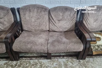  1 طقم كنب موريس 7 مقاعد خشب زان...  ثلاثية وثنائية ومفرد عدد 2