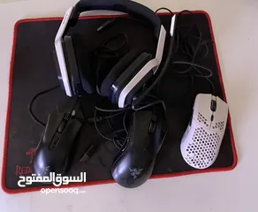  1 مجموعة اكسسوارات ماوسات وسماعة وماوس باد للبيع