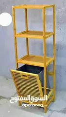  4 سلة غسيل بامبو مع أرفف تخزين – تصميم عملي وراقي  مصنوعة من خشب الخيزران الطبيعي مع كيس داخلي من قماش