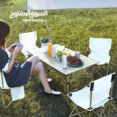  5 عرض خاص لعشاق الرحلات والمغامرات! طقم طاولة ألمنيوم قابل للطي + 4 كراسي – خفيف، عملي،