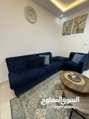  6 طقم كنب كورنر كحلي بحالة ممتازة - تصميم أنيق ومريح  Corner Navy Blue Sofa Set  * مستعمل *