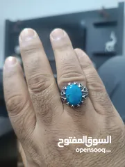  1 خاتم فيروز سيناوي فضة ايراني 925 ومجموعة من أحجار الفيروز السيناوي