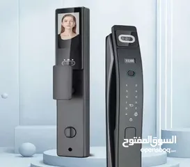  5 قفل باب مع شاشة افضل نوعية يعمل على البصمة والتعرف على الوجة ويعمل على الكرت والرقم السري والمفتاح