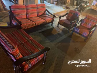  4 طقم كنب مورس خشب زان تنجيد جديد بسعر 110دنانير