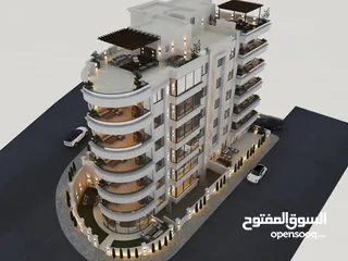  6 شقة بنظام خلايا الشمسية 170م2 مع بلكونة واسعة و تدفئة مركزية و بنظام صوت باجمل اطلالة بحي المنصور