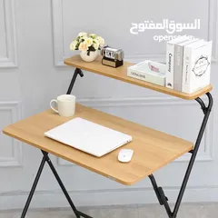  6 طاولات اكل او دراسة ألواح خشبية صلبة عالية الجودة وإطار معدني شديد التحمل . طاولة قابلة للطي