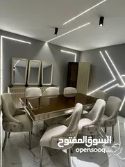  6 غرفه سفره فخمه مصريه حفر يدوي  ملبس ورق الذهب  استيراد مصر