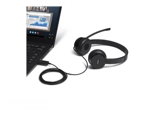  1 Lenovo 100 Headset - Stereo - USB - للأعمال مع خاصية إلغاء الضوضاء USB سماعة لينوفو 100 ستيريو