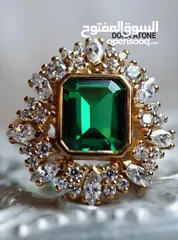  3 Big Emerald Stone ring