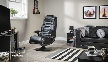  7 X Rocker Pro 4.1 Pedestal Gaming Chair With 4.1 Wireless Audio System And Subwoofer (Faux Leather, B