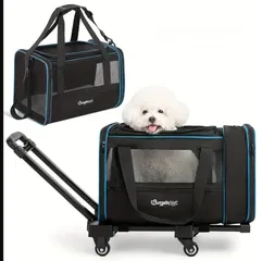  3 Pet bag trolley  حقيبة مع عجلات للكلاب الصغيرة والقطط لون اسود مع عجلات